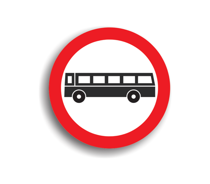 Accesul interzis autobuzelor, indicatoare rutiere