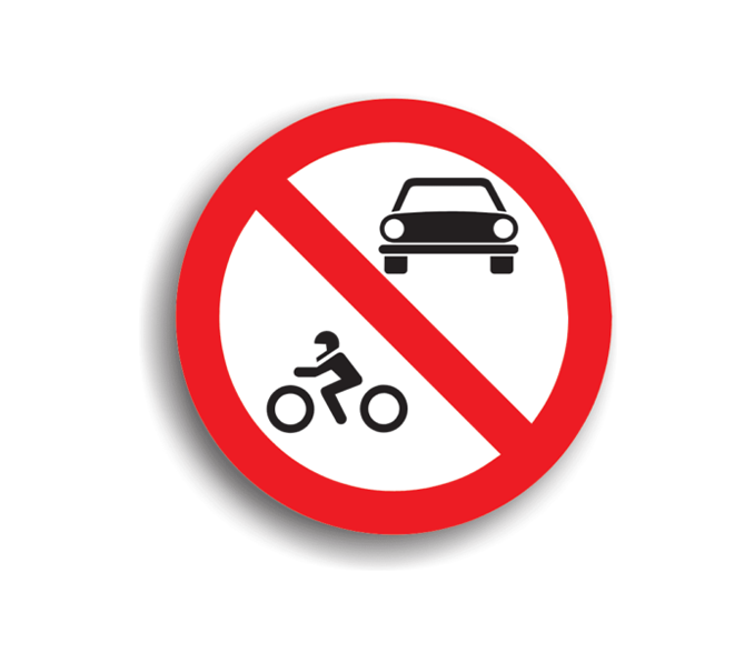 Accesul interzis autovehiculelor, indicatoare rutiere