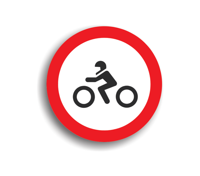 Accesul interzis motocicletelor, indicatoare rutiere