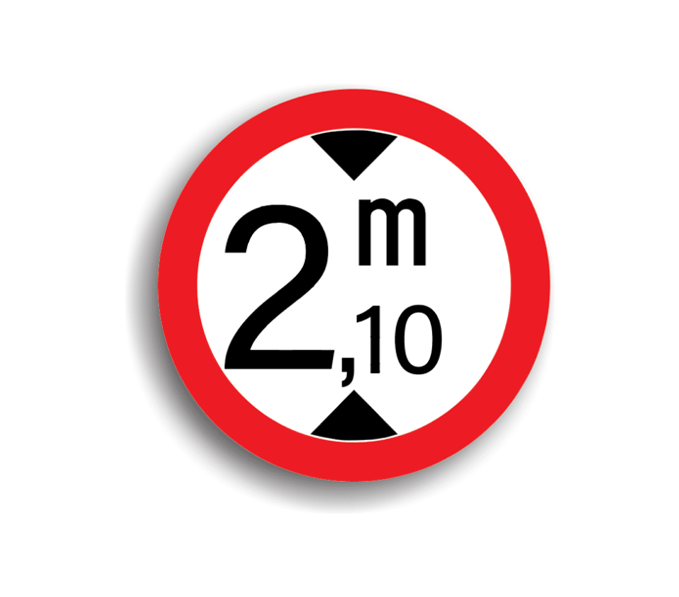 Accesul interzis vehiculelor cu înălțimea mai mare de 2.1 M, indicatoare rutiere