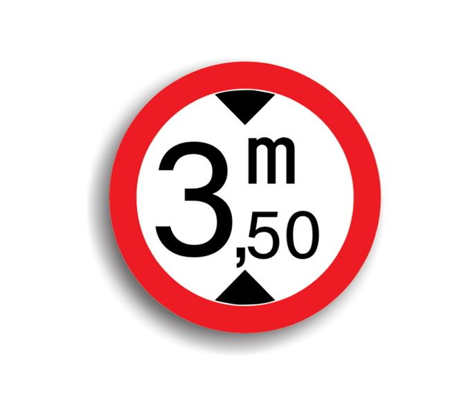 Accesul interzis vehiculelor cu înălțimea mai mare de 3.5 M, indicatoare rutiere