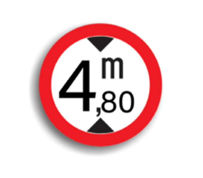 Accesul interzis vehiculelor cu înălțimea mai mare de 4.8 M, indicatoare rutiere