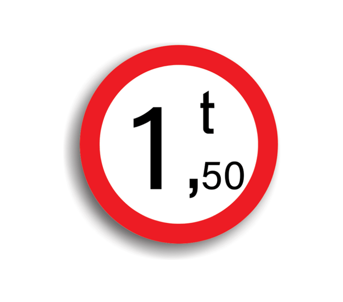 Accesul interzis vehiculelor cu masă mai mare de 1.5 T, indicatoare rutiere