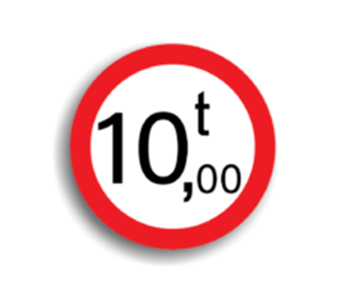 Accesul interzis vehiculelor cu masă mai mare de 10 T, indicatoare rutiere