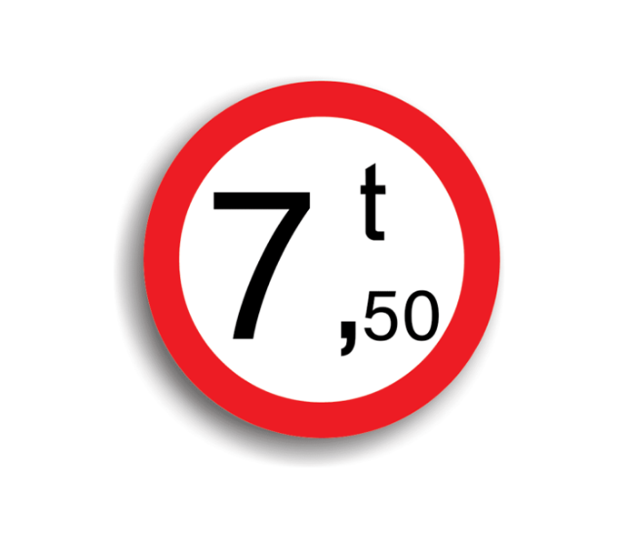 Accesul interzis vehiculelor cu masă mai mare de 7.5 T, indicatoare rutiere