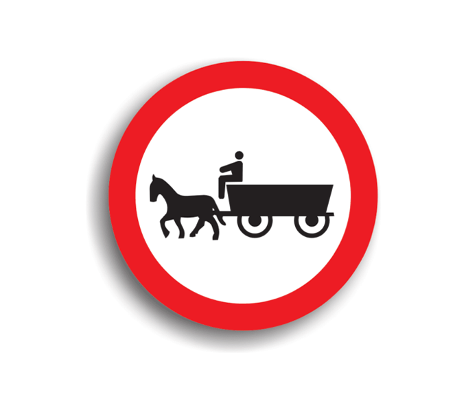 Accesul interzis vehiculelor cu tracțiune animală, indicatoare rutiere