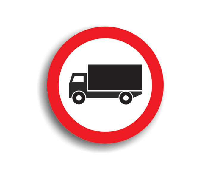Accesul interzis vehiculelor destinate transportului de mărfuri, indicatoare rutiere