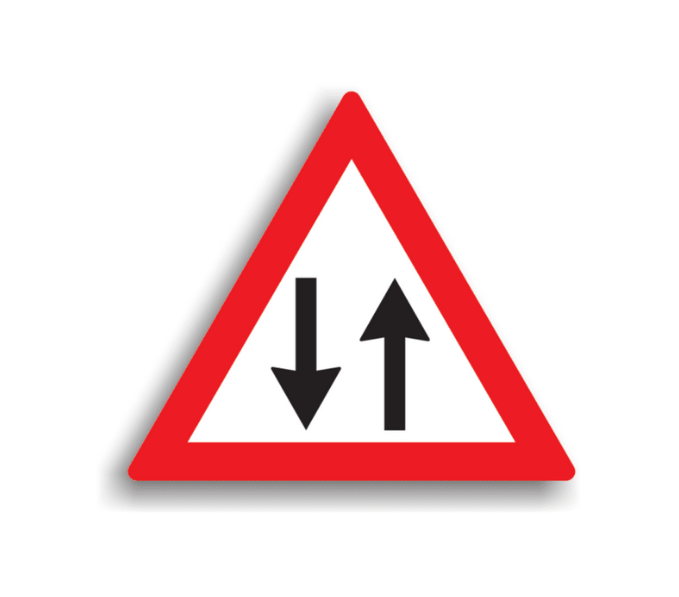 Circulație în ambele sensuri, indicatoare rutiere