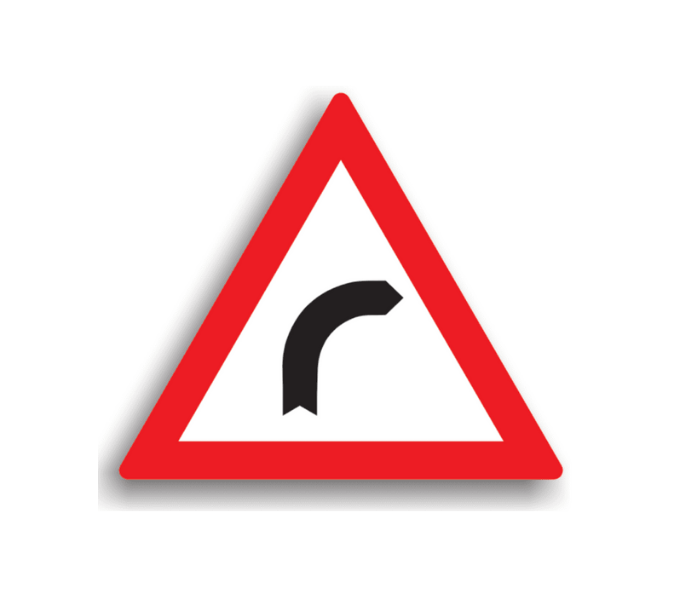 Curbă la dreapta, indicataore rutiere