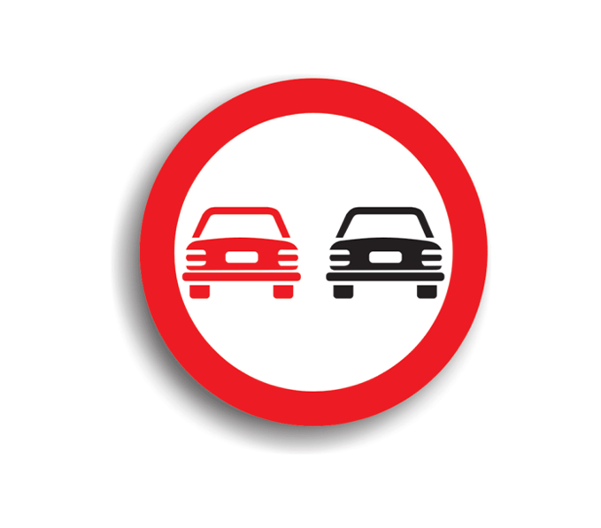 Depășirea autovehiculelor, cu excepția motocicletelor fără ataș, interzisă, indicatoare rutiere