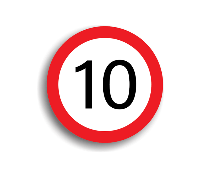 Limitare de viteză 10 km/h, indicatoare rutiere