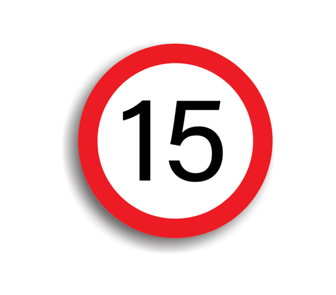 Limitare de viteză 15 km/h, indicatoare rutiere