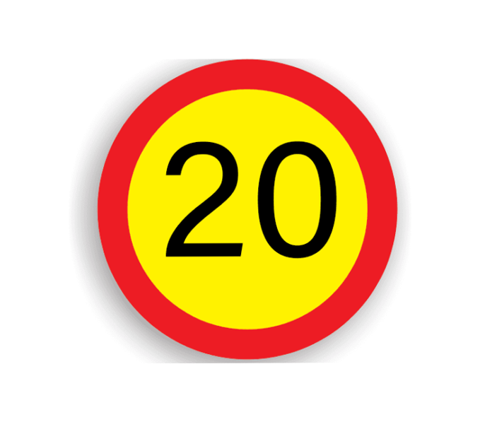 Limitare de viteză 20 km/h, indicatoare rutiere