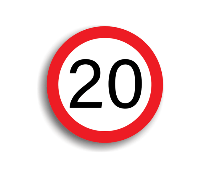 Limitare de viteză 20 km/h, indicatoare rutiere
