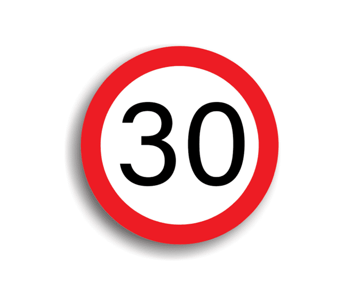 Limitare de viteză 30 km/h (60 cm, CLASA I)