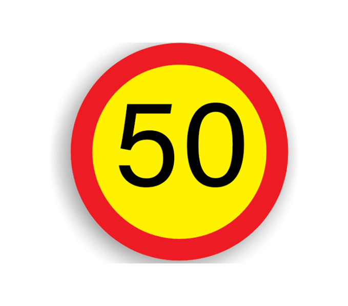 Limitare de viteză 50 km/h, indicatoare rutiere