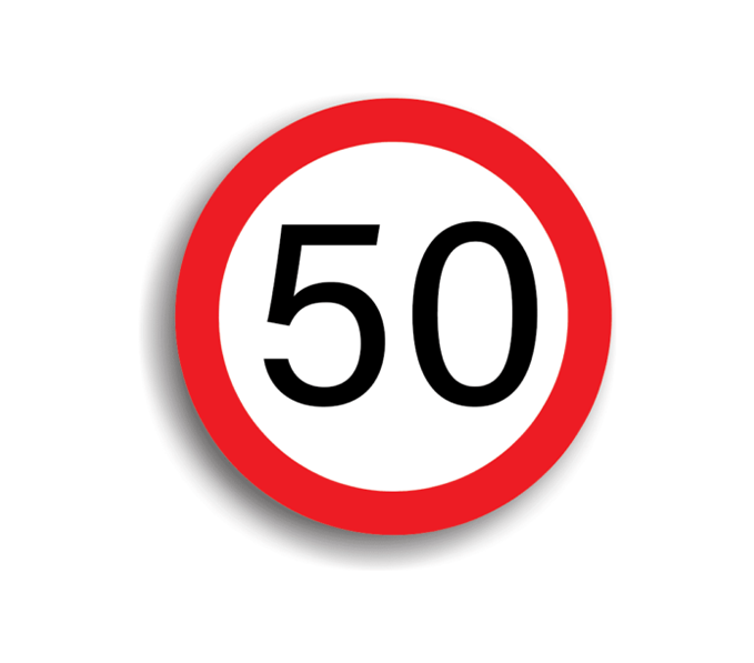 Limitare de viteză 50 km/h, indicatoare rutiere