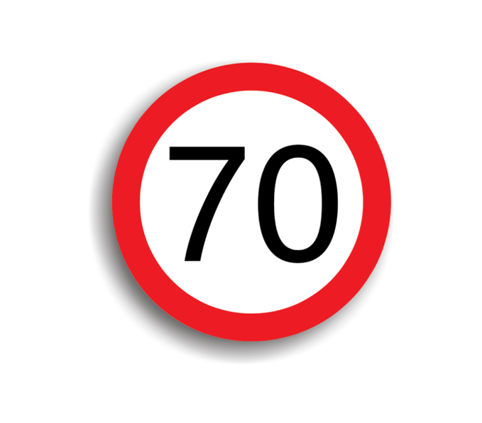 Limitare de viteză 70 km/h, indicatoare rutiere