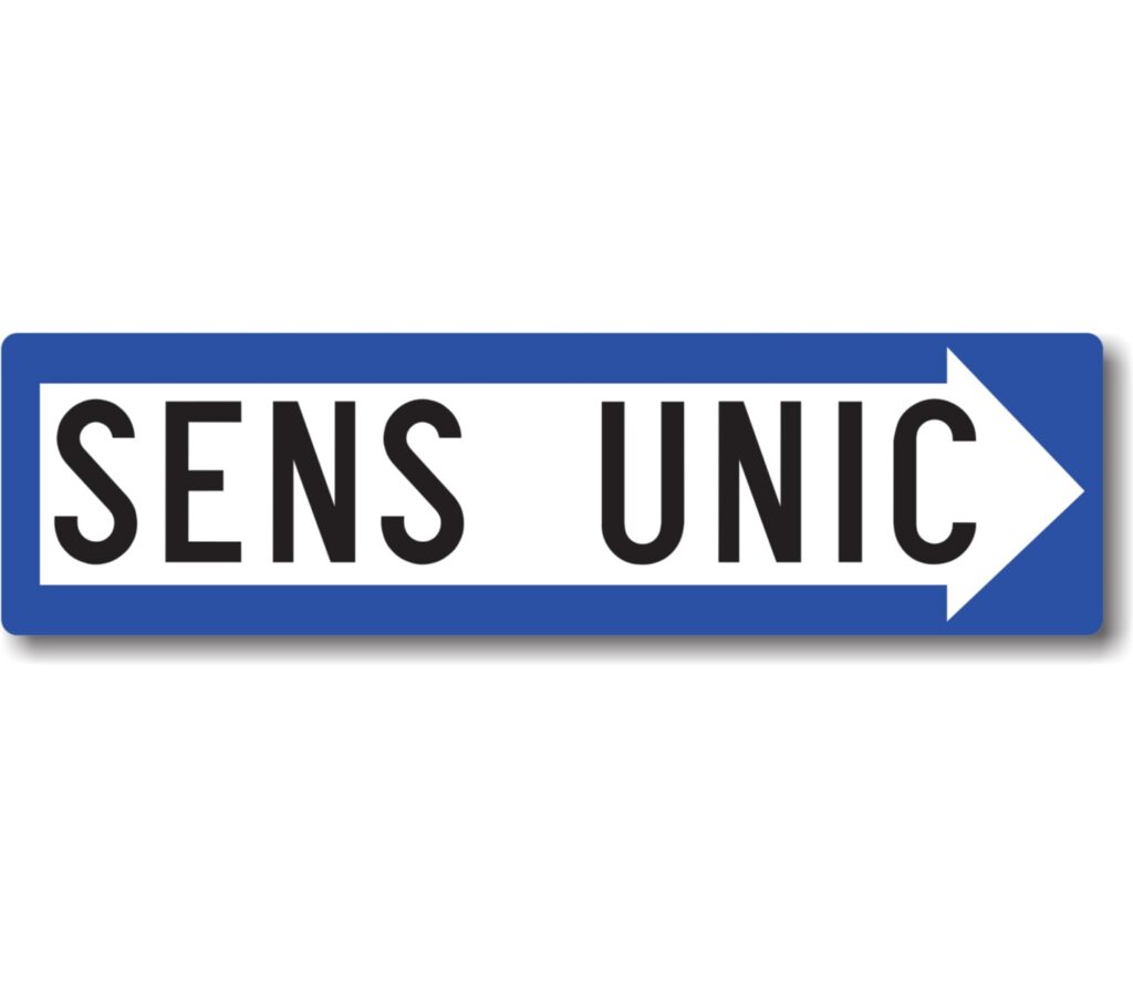 Sens unic (Dreapta), indicatoare rutiere