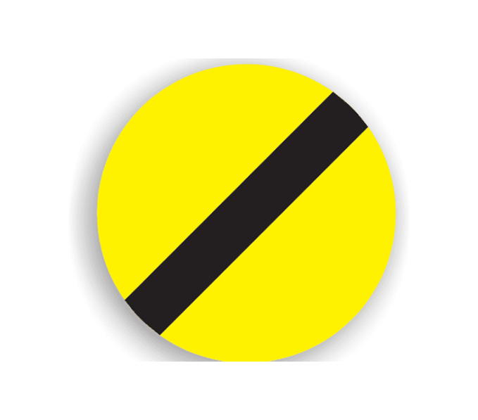 Sfârșitul tuturor restricțiilor, indicatoare rutiere