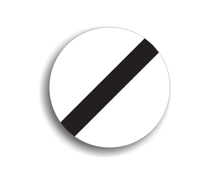 Sfârșitul tuturor restricțiilor, indicatoare rutiere