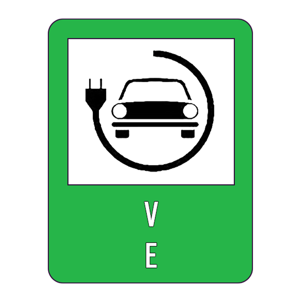 Stație de alimentare pentru mașini electrice – fond verde (50×65 cm – CLASA I)