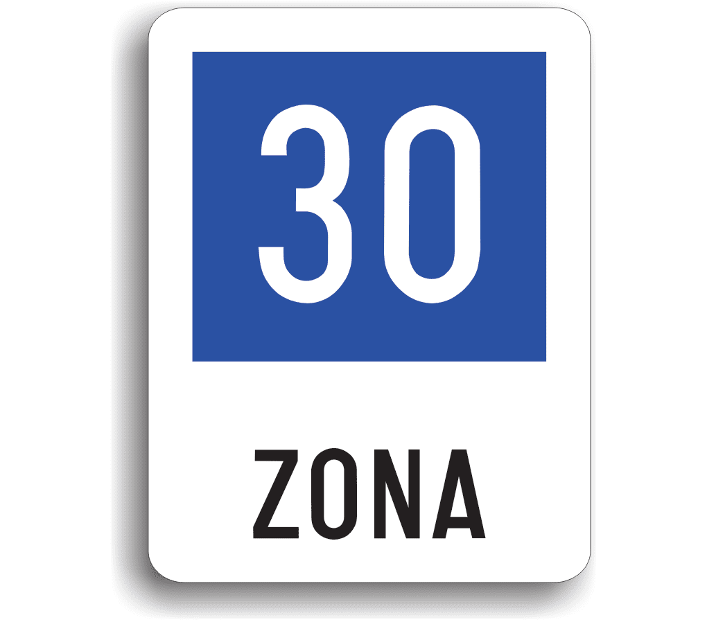 Zonă cu viteză recomandată de 30 km/h, indicatoare rutiere